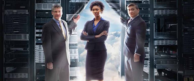 Business people standing in front of clouds - 6 Signs Your Company Needs Digital Transformation