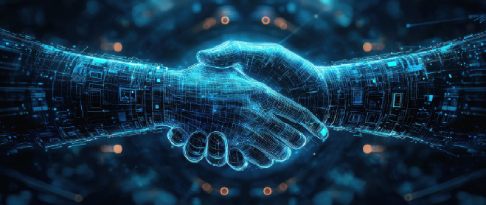 shake hands in black background